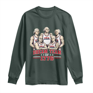 Dream Team of 1776 Funny Founding Fathers Basketball Players Long Sleeve Shirt Patriotic Sports Team Parody 4th of July 250th Anniversary