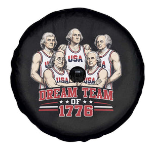 Dream Team of 1776 Funny Founding Fathers Basketball Players Spare Tire Cover Patriotic Sports Team Parody 4th of July 250th Anniversary