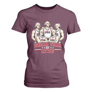 Dream Team of 1776 Funny Founding Fathers Basketball Players T Shirt For Women Patriotic Sports Team Parody 4th of July 250th Anniversary
