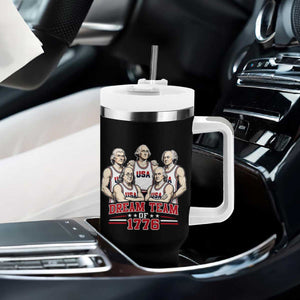 Dream Team of 1776 Funny Founding Fathers Basketball Players Tumbler With Handle Patriotic Sports Team Parody 4th of July 250th Anniversary