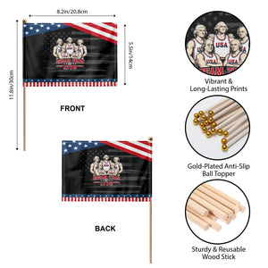 Dream Team of 1776 Funny Founding Fathers Basketball Players Patriotic Handheld Flag Sports Team Parody 4th of July 250th Anniversary