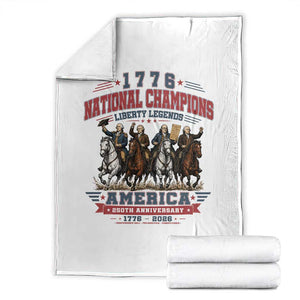 1776 National Champions Liberty Legends Vintage Throw Blanket Horseback Founding Fathers America 250th Anniversary