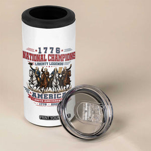 1776 National Champions Liberty Legends Vintage 4 in 1 Can Cooler Tumbler Horseback Founding Fathers America 250th Anniversary