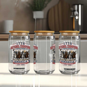 1776 National Champions Liberty Legends Vintage Glass Can Horseback Founding Fathers America 250th Anniversary