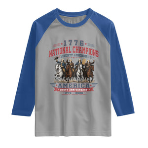 1776 National Champions Liberty Legends Vintage Raglan Shirt Horseback Founding Fathers America 250th Anniversary