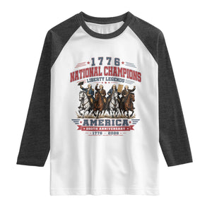 1776 National Champions Liberty Legends Vintage Raglan Shirt Horseback Founding Fathers America 250th Anniversary