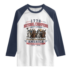 1776 National Champions Liberty Legends Vintage Raglan Shirt Horseback Founding Fathers America 250th Anniversary