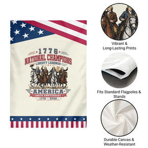 1776 National Champions Liberty Legends Vintage Patriotic Garden Flag Horseback Founding Fathers America 250th Anniversary