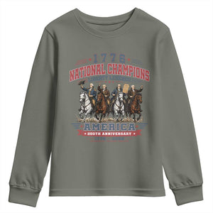 1776 National Champions Liberty Legends Vintage Youth Sweatshirt Horseback Founding Fathers America 250th Anniversary