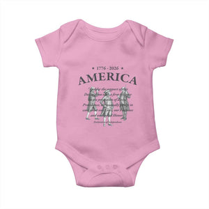 Declaration of Independence Sacred Honor Quote Graphic Baby Onesie Vintage 1776 to 2026 America Patriotic History