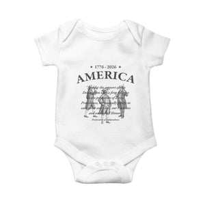 Declaration of Independence Sacred Honor Quote Graphic Baby Onesie Vintage 1776 to 2026 America Patriotic History