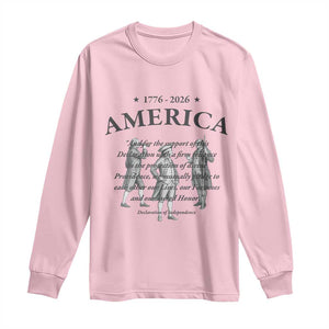 Declaration of Independence Sacred Honor Quote Graphic Long Sleeve Shirt Vintage 1776 to 2026 America Patriotic History