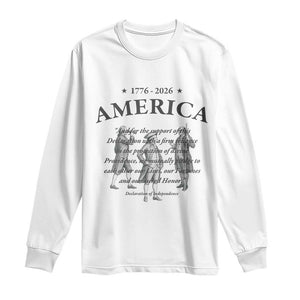 Declaration of Independence Sacred Honor Quote Graphic Long Sleeve Shirt Vintage 1776 to 2026 America Patriotic History