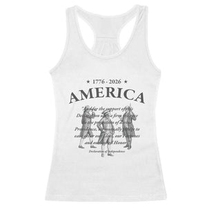 Declaration of Independence Sacred Honor Quote Graphic Racerback Tank Top Vintage 1776 to 2026 America Patriotic History