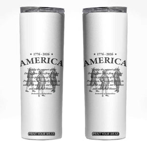 Declaration of Independence Sacred Honor Quote Graphic Skinny Tumbler Vintage 1776 to 2026 America Patriotic History