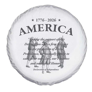 Declaration of Independence Sacred Honor Quote Graphic Spare Tire Cover Vintage 1776 to 2026 America Patriotic History