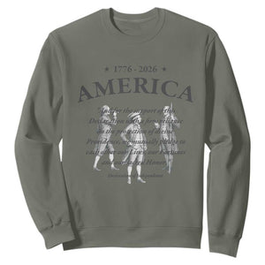 Declaration of Independence Sacred Honor Quote Graphic Sweatshirt Vintage 1776 to 2026 America Patriotic History