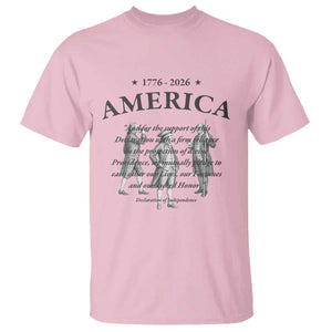 Declaration of Independence Sacred Honor Quote Graphic T Shirt Vintage 1776 to 2026 America Patriotic History