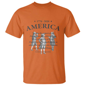 Declaration of Independence Sacred Honor Quote Graphic T Shirt Vintage 1776 to 2026 America Patriotic History