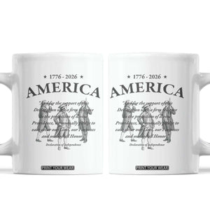 Declaration of Independence Sacred Honor Quote Graphic Coffee Mug Vintage 1776 to 2026 America Patriotic History