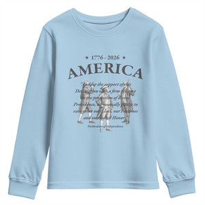 Declaration of Independence Sacred Honor Quote Graphic Youth Sweatshirt Vintage 1776 to 2026 America Patriotic History