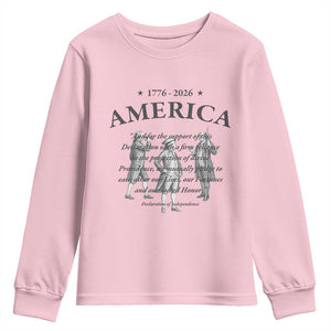 Declaration of Independence Sacred Honor Quote Graphic Youth Sweatshirt Vintage 1776 to 2026 America Patriotic History