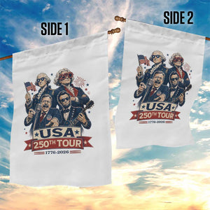 USA 250th Tour 2026 Founding Fathers Rock Concert Garden Flag Funny Mount Rushmore Rock Stars Semiquincentennial