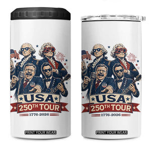 USA 250th Tour 2026 Founding Fathers Rock Concert 4 in 1 Can Cooler Tumbler Funny Mount Rushmore Rock Stars Semiquincentennial