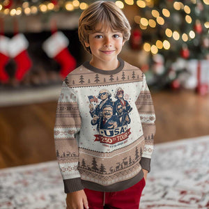 USA 250th Tour 2026 Founding Fathers Rock Concert Ugly Christmas Sweater Funny Mount Rushmore Rock Stars Semiquincentennial