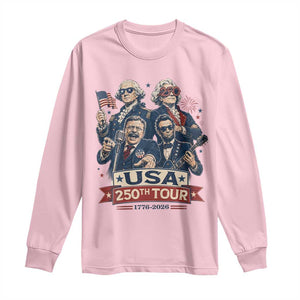 USA 250th Tour 2026 Founding Fathers Rock Concert Long Sleeve Shirt Funny Mount Rushmore Rock Stars Semiquincentennial