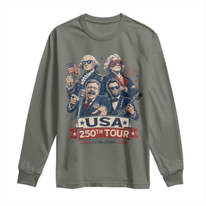 USA 250th Tour 2026 Founding Fathers Rock Concert Long Sleeve Shirt Funny Mount Rushmore Rock Stars Semiquincentennial