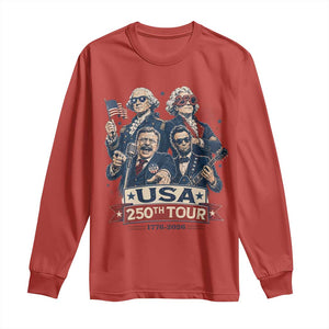 USA 250th Tour 2026 Founding Fathers Rock Concert Long Sleeve Shirt Funny Mount Rushmore Rock Stars Semiquincentennial