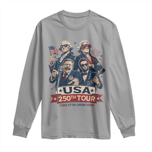 USA 250th Tour 2026 Founding Fathers Rock Concert Long Sleeve Shirt Funny Mount Rushmore Rock Stars Semiquincentennial
