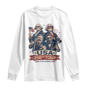 USA 250th Tour 2026 Founding Fathers Rock Concert Long Sleeve Shirt Funny Mount Rushmore Rock Stars Semiquincentennial