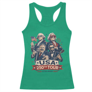 USA 250th Tour 2026 Founding Fathers Rock Concert Racerback Tank Top Funny Mount Rushmore Rock Stars Semiquincentennial