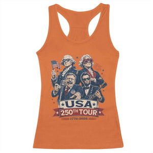 USA 250th Tour 2026 Founding Fathers Rock Concert Racerback Tank Top Funny Mount Rushmore Rock Stars Semiquincentennial
