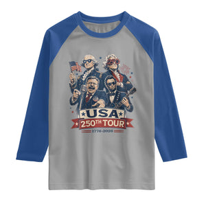 USA 250th Tour 2026 Founding Fathers Rock Concert Raglan Shirt Funny Mount Rushmore Rock Stars Semiquincentennial