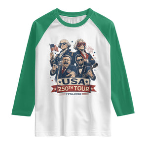 USA 250th Tour 2026 Founding Fathers Rock Concert Raglan Shirt Funny Mount Rushmore Rock Stars Semiquincentennial