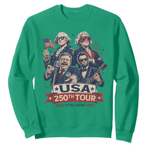 USA 250th Tour 2026 Founding Fathers Rock Concert Sweatshirt Funny Mount Rushmore Rock Stars Semiquincentennial