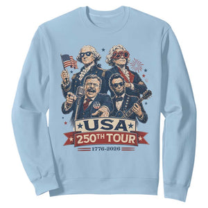 USA 250th Tour 2026 Founding Fathers Rock Concert Sweatshirt Funny Mount Rushmore Rock Stars Semiquincentennial
