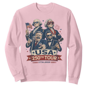 USA 250th Tour 2026 Founding Fathers Rock Concert Sweatshirt Funny Mount Rushmore Rock Stars Semiquincentennial