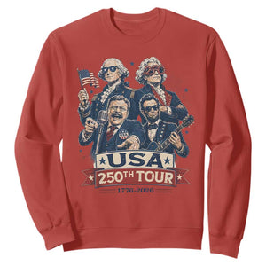 USA 250th Tour 2026 Founding Fathers Rock Concert Sweatshirt Funny Mount Rushmore Rock Stars Semiquincentennial