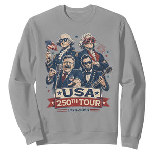 USA 250th Tour 2026 Founding Fathers Rock Concert Sweatshirt Funny Mount Rushmore Rock Stars Semiquincentennial