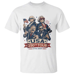 USA 250th Tour 2026 Founding Fathers Rock Concert T Shirt Funny Mount Rushmore Rock Stars Semiquincentennial