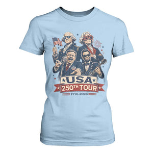 USA 250th Tour 2026 Founding Fathers Rock Concert T Shirt For Women Funny Mount Rushmore Rock Stars Semiquincentennial