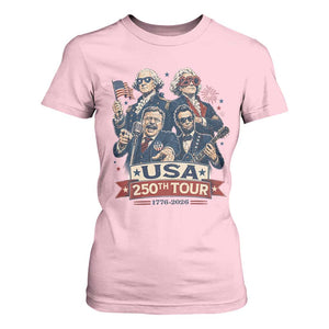 USA 250th Tour 2026 Founding Fathers Rock Concert T Shirt For Women Funny Mount Rushmore Rock Stars Semiquincentennial