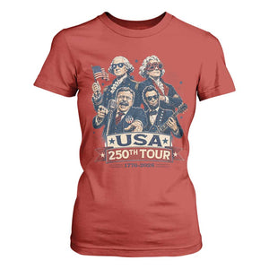 USA 250th Tour 2026 Founding Fathers Rock Concert T Shirt For Women Funny Mount Rushmore Rock Stars Semiquincentennial