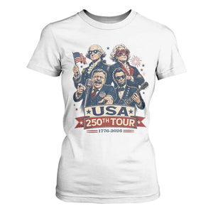 USA 250th Tour 2026 Founding Fathers Rock Concert T Shirt For Women Funny Mount Rushmore Rock Stars Semiquincentennial