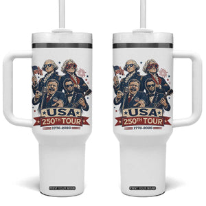 USA 250th Tour 2026 Founding Fathers Rock Concert Tumbler With Handle Funny Mount Rushmore Rock Stars Semiquincentennial