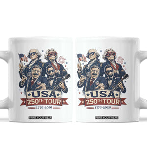 USA 250th Tour 2026 Founding Fathers Rock Concert Coffee Mug Funny Mount Rushmore Rock Stars Semiquincentennial